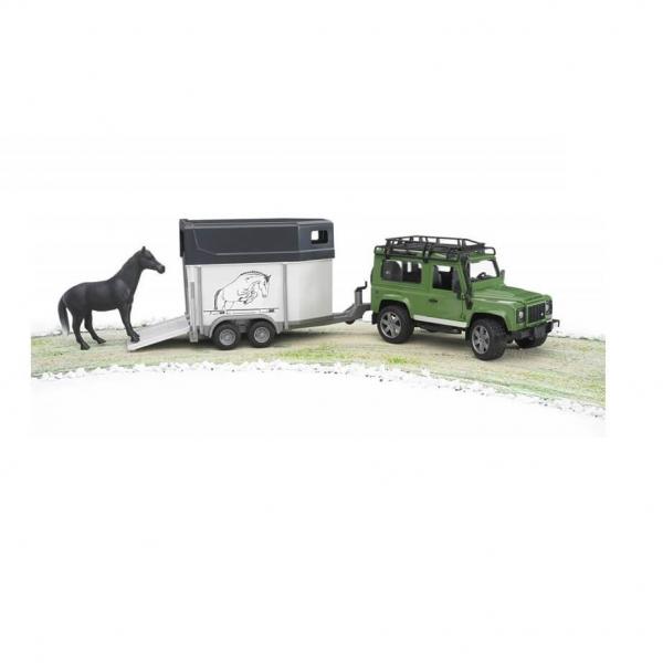 Voiture Land Rover avec van et cheval (Cotchat)